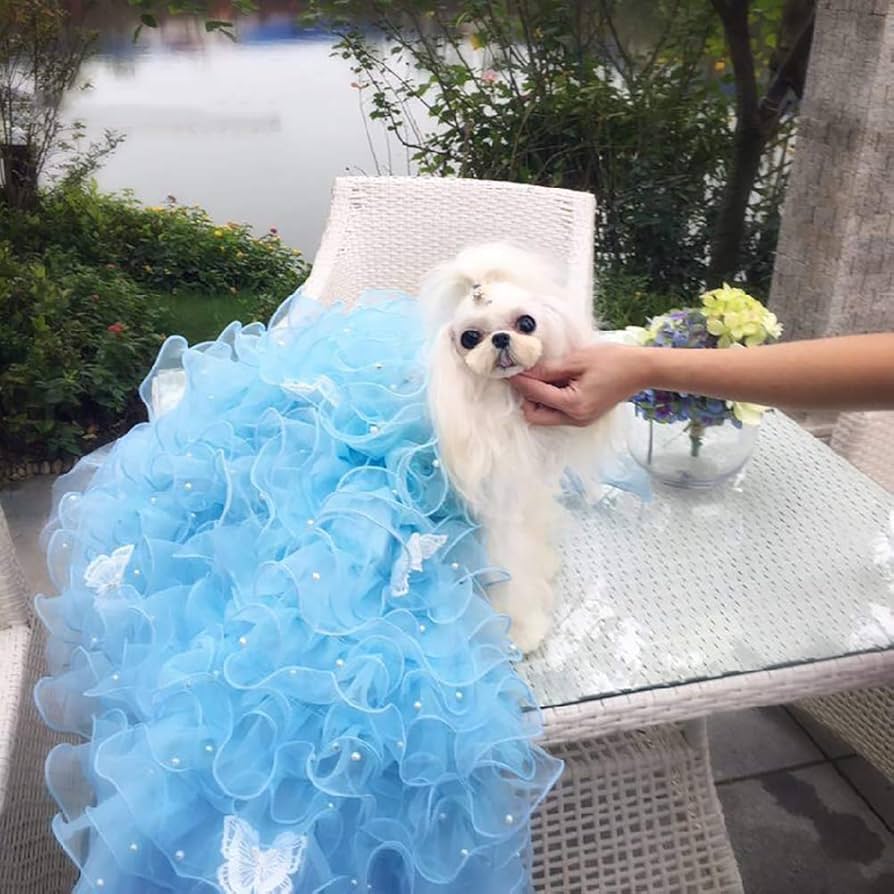 刺繡　フラワー　犬服ロングドレス プリントロングドレス,手作り刺embroideredフラワー,パープル,小